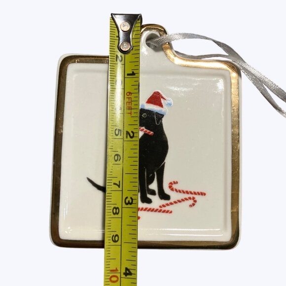 Black Labrador Ceramic Ornament With Santa Hat & Candy Cane By Fringe - Picture 3 of 8